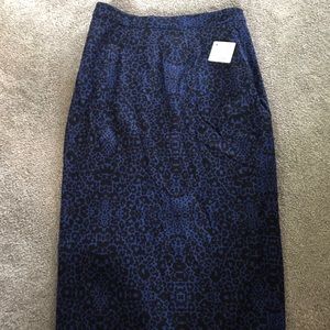 Nordstrom Blue Black Animal Print Pencil Skirt